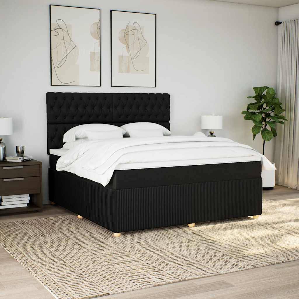 vidaXL Boxspringbett mit Matratze Schwarz 180x200 cm Stoff
