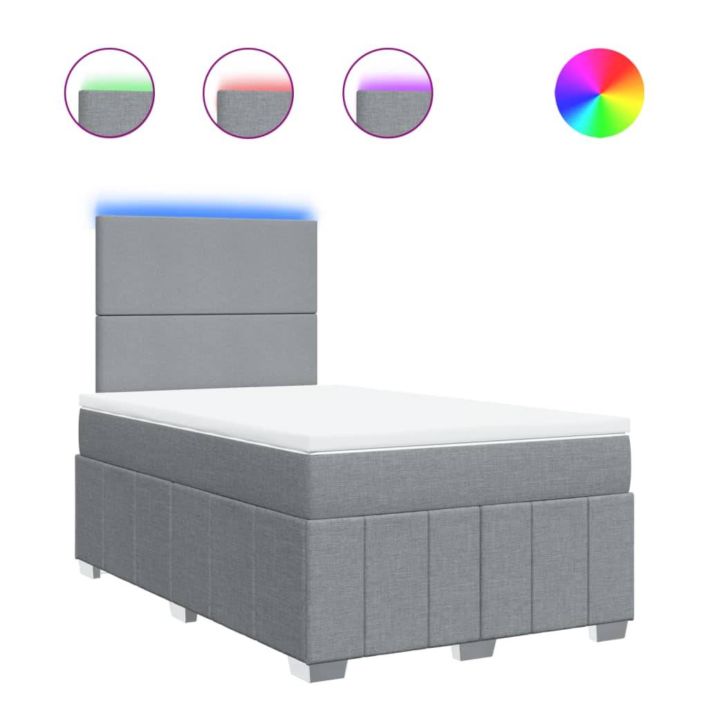 vidaXL Boxspringbett mit Matratze Hellgrau 120x190 cm Stoff
