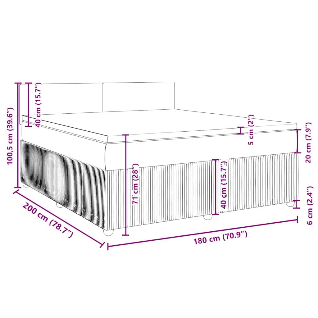 vidaXL Boxspringbett mit Matratze Rosa 180x200 cm Samt