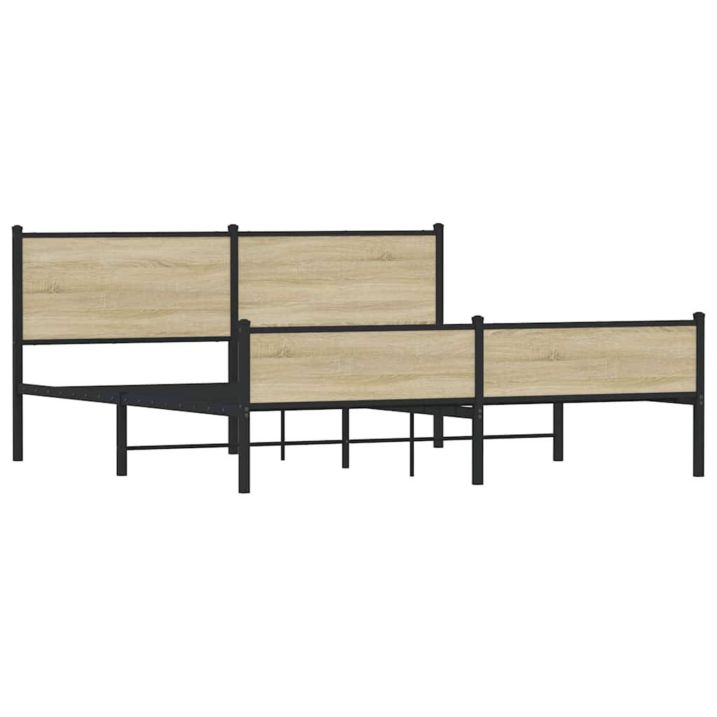 vidaXL Metallbett ohne Matratze Sonoma-Eiche 183x213 cm