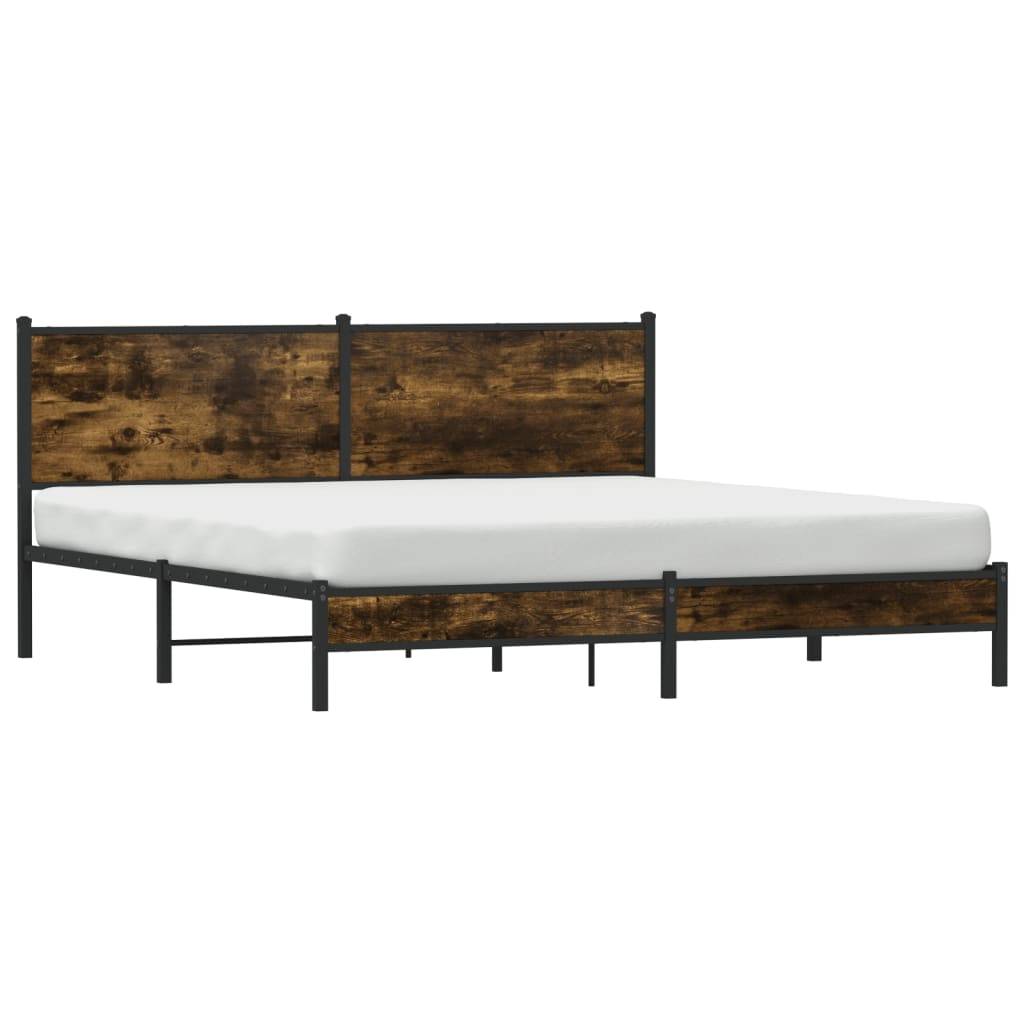 vidaXL Metallbett ohne Matratze Räuchereiche 183x213 cm