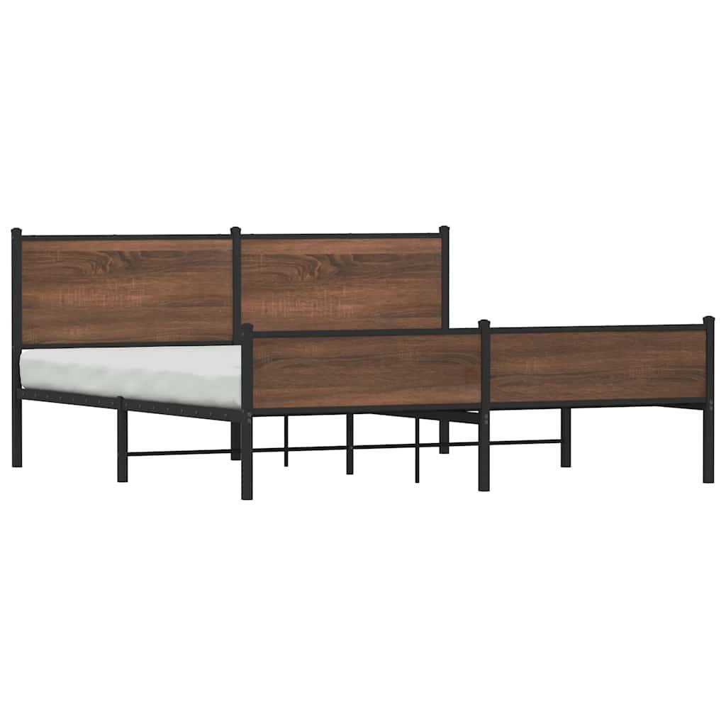 vidaXL Metallbett ohne Matratze Braun Eichen-Optik 160x200 cm