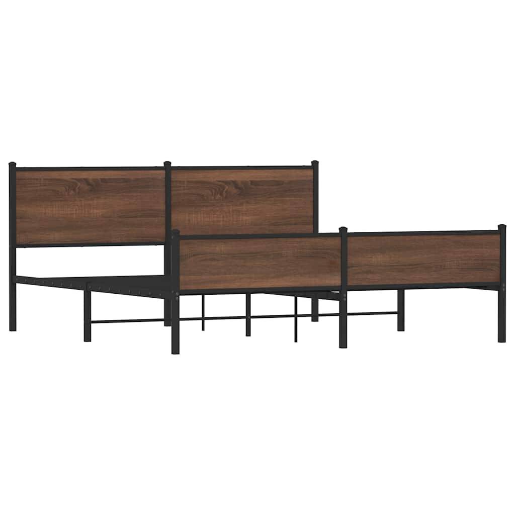 vidaXL Metallbett ohne Matratze Braun Eichen-Optik 160x200 cm