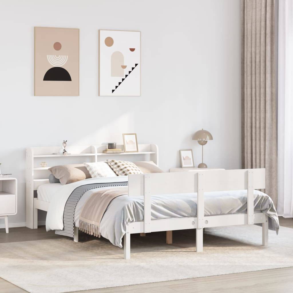 vidaXL Massivholzbett ohne Matratze Weiß 160x200 Kiefernholz