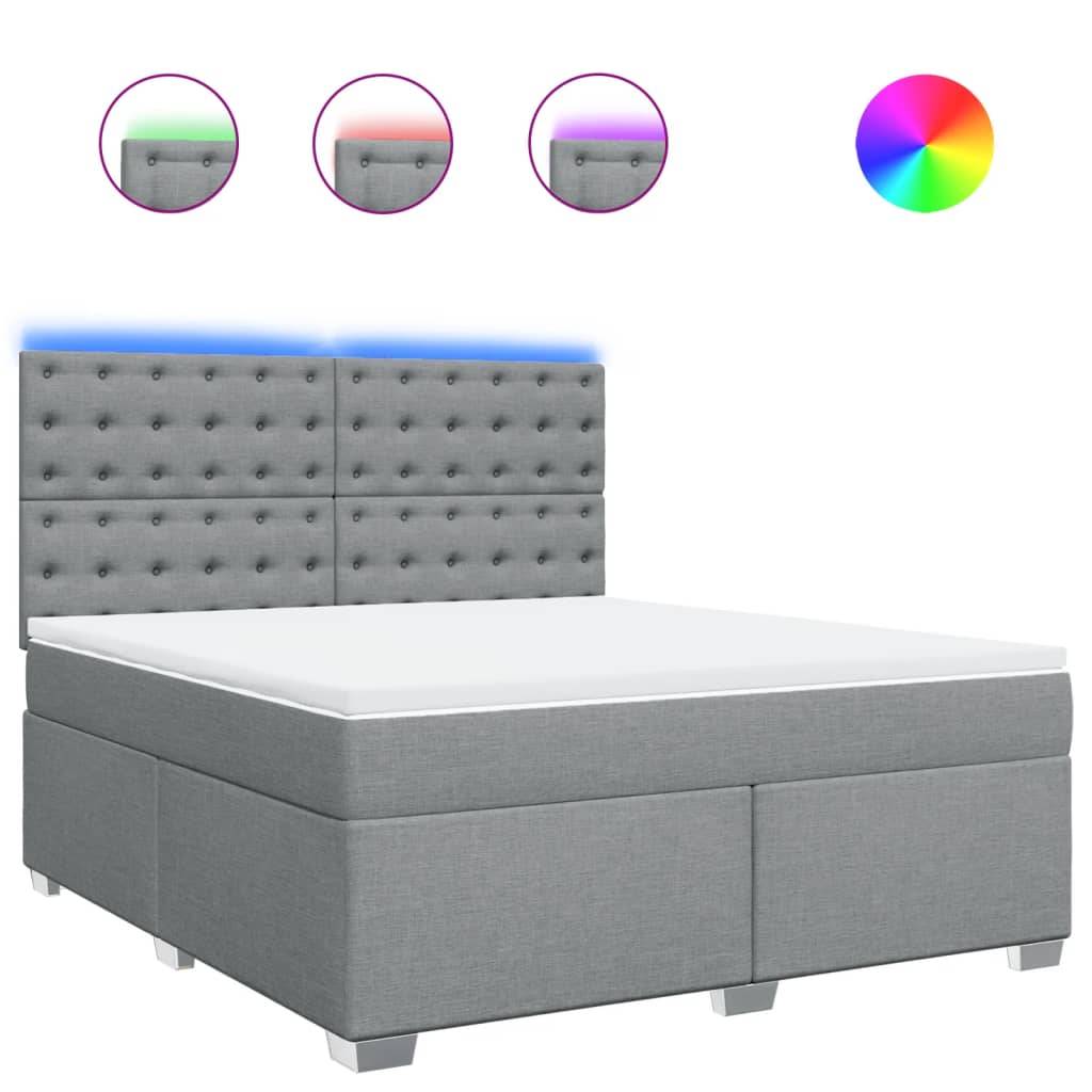 vidaXL Boxspringbett mit Matratze Hellgrau 180x200 cm Stoff