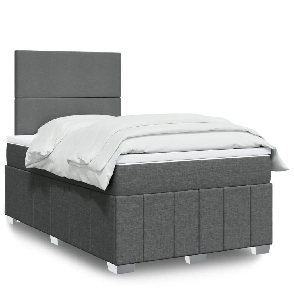 vidaXL Boxspringbett mit Matratze Dunkelgrau 120x200 cm Stoff