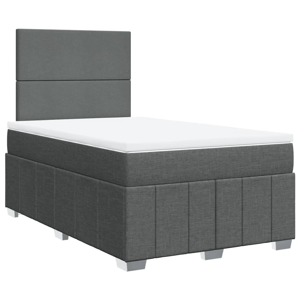 vidaXL Boxspringbett mit Matratze Dunkelgrau 120x200 cm Stoff