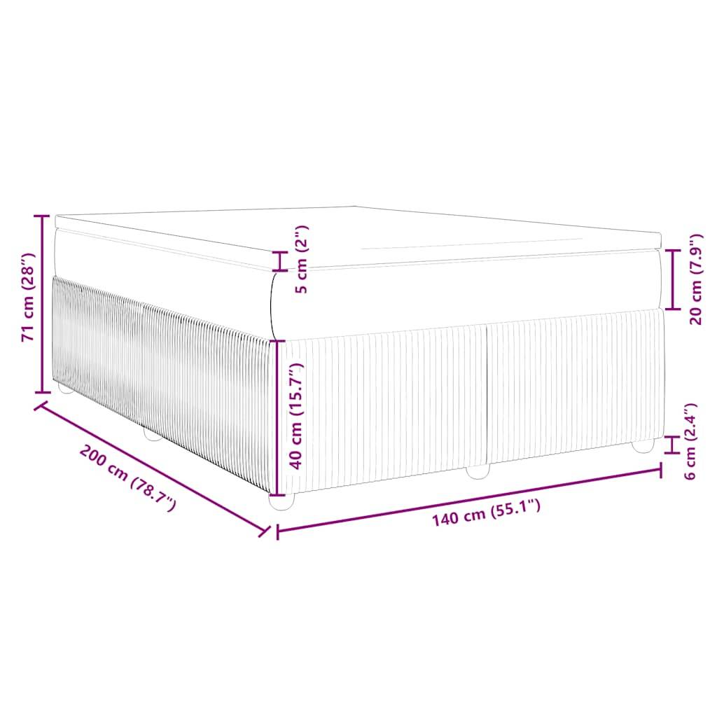 vidaXL Boxspringbett mit Matratze Dunkelbraun 140x200 cm Stoff