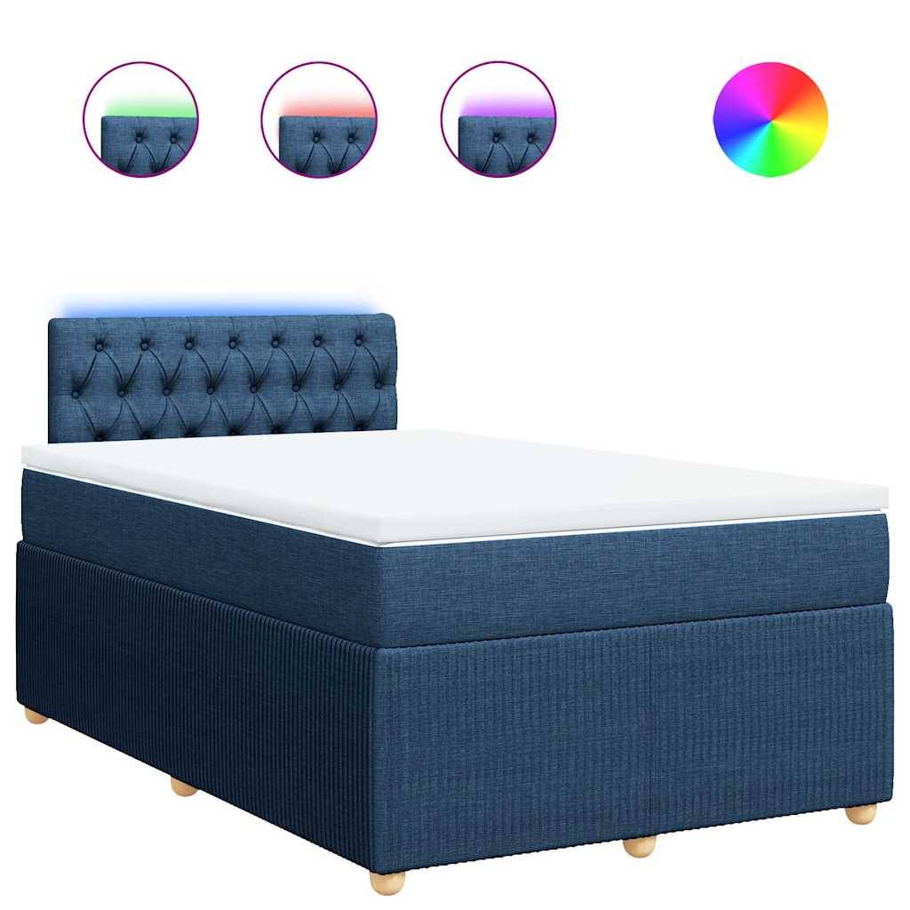 vidaXL Boxspringbett mit Matratze Blau 120x200 cm Stoff