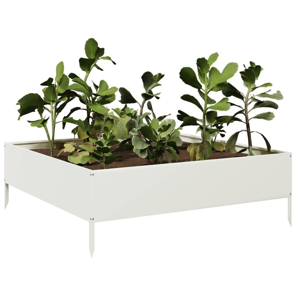 vidaXL Hochbeet Weiß 100x100x33,5 cm Stahl