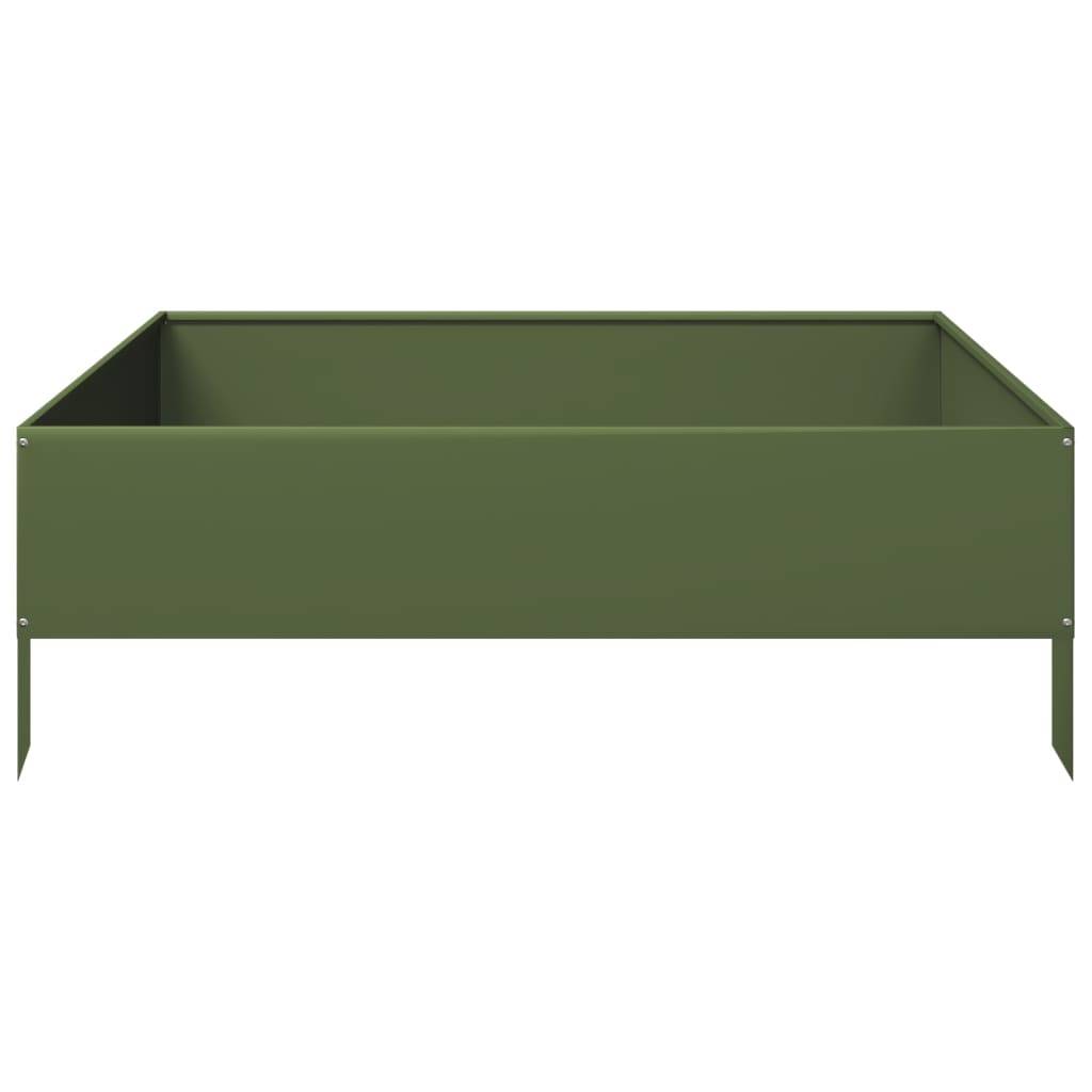 vidaXL Hochbeet Olivgrün 100x100x33,5 cm Stahl