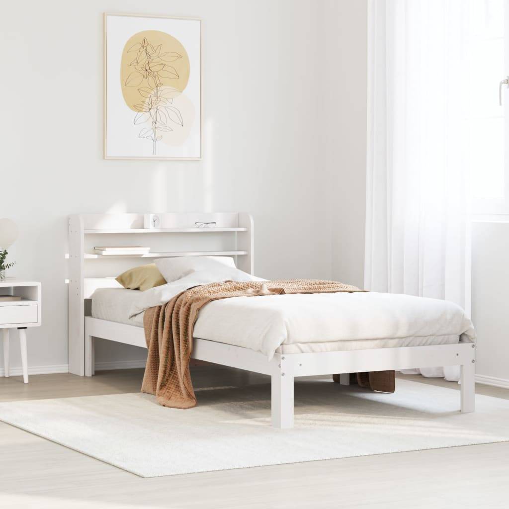 vidaXL Bettgestell mit Kopfteil ohne Matratze Weiß 90x200 cm