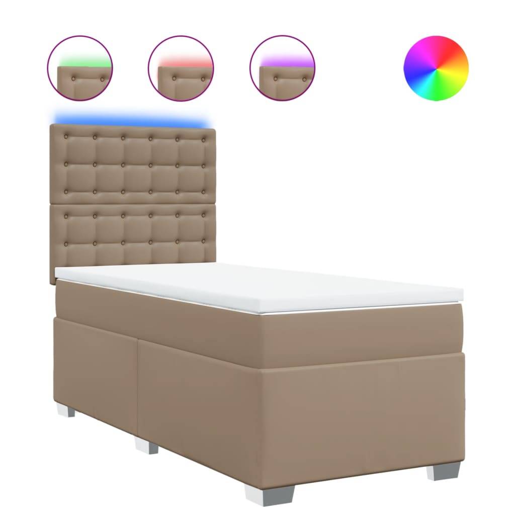 vidaXL Boxspringbett mit Matratze Cappuccino-Braun 80x200cm Kunstleder