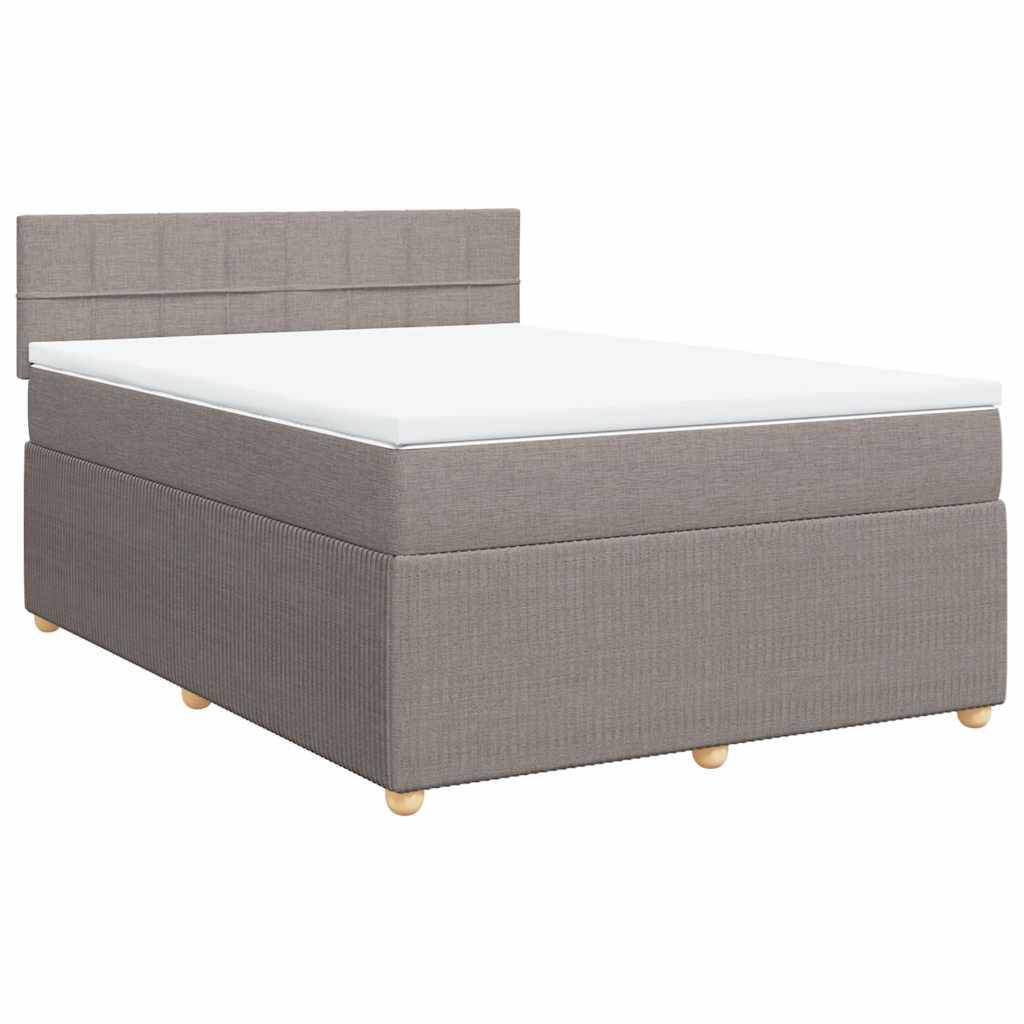vidaXL Boxspringbett mit Matratze Taupe 140x200 cm Stoff