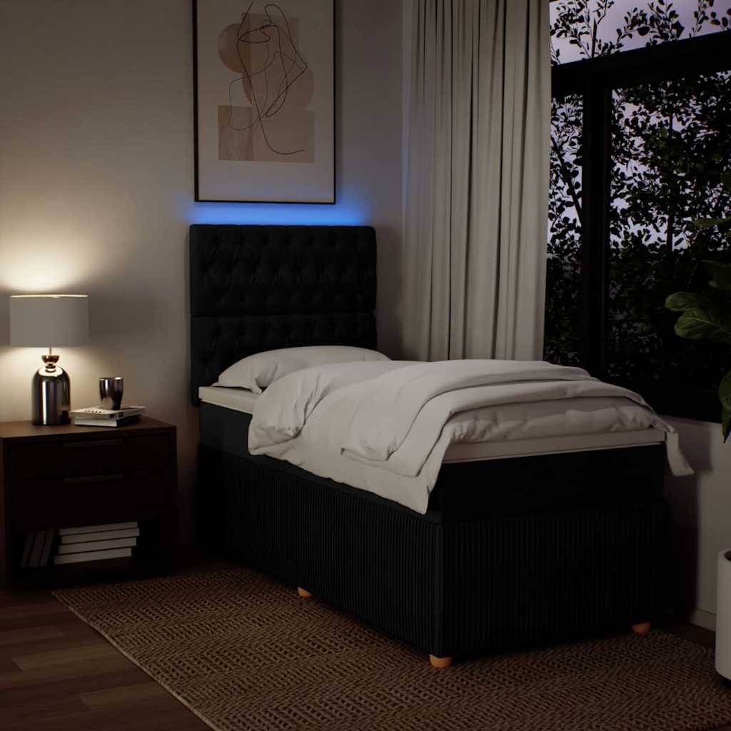 vidaXL Boxspringbett mit Matratze Schwarz 80x200 cm Stoff