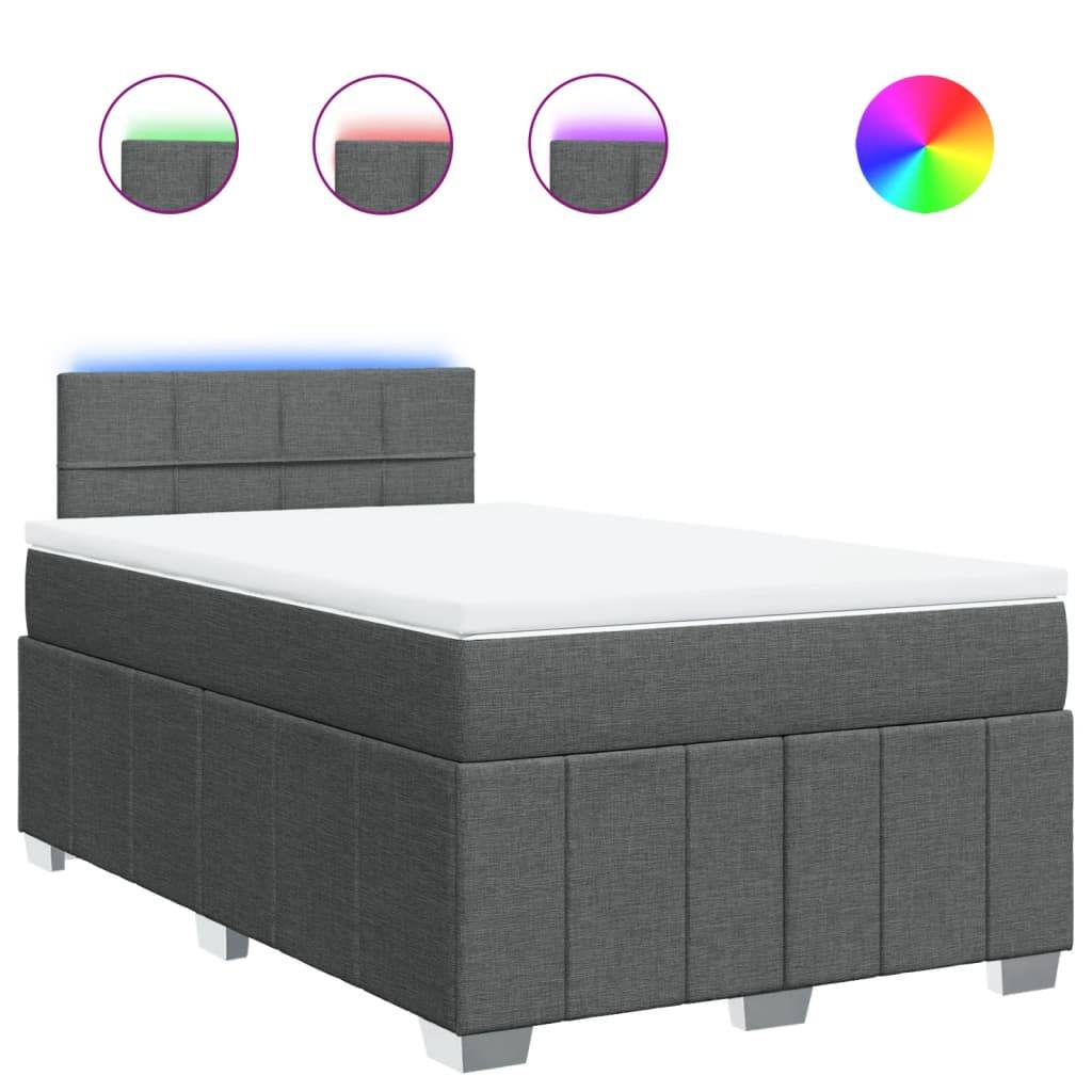 vidaXL Boxspringbett mit Matratze Dunkelgrau 120x200 cm Stoff