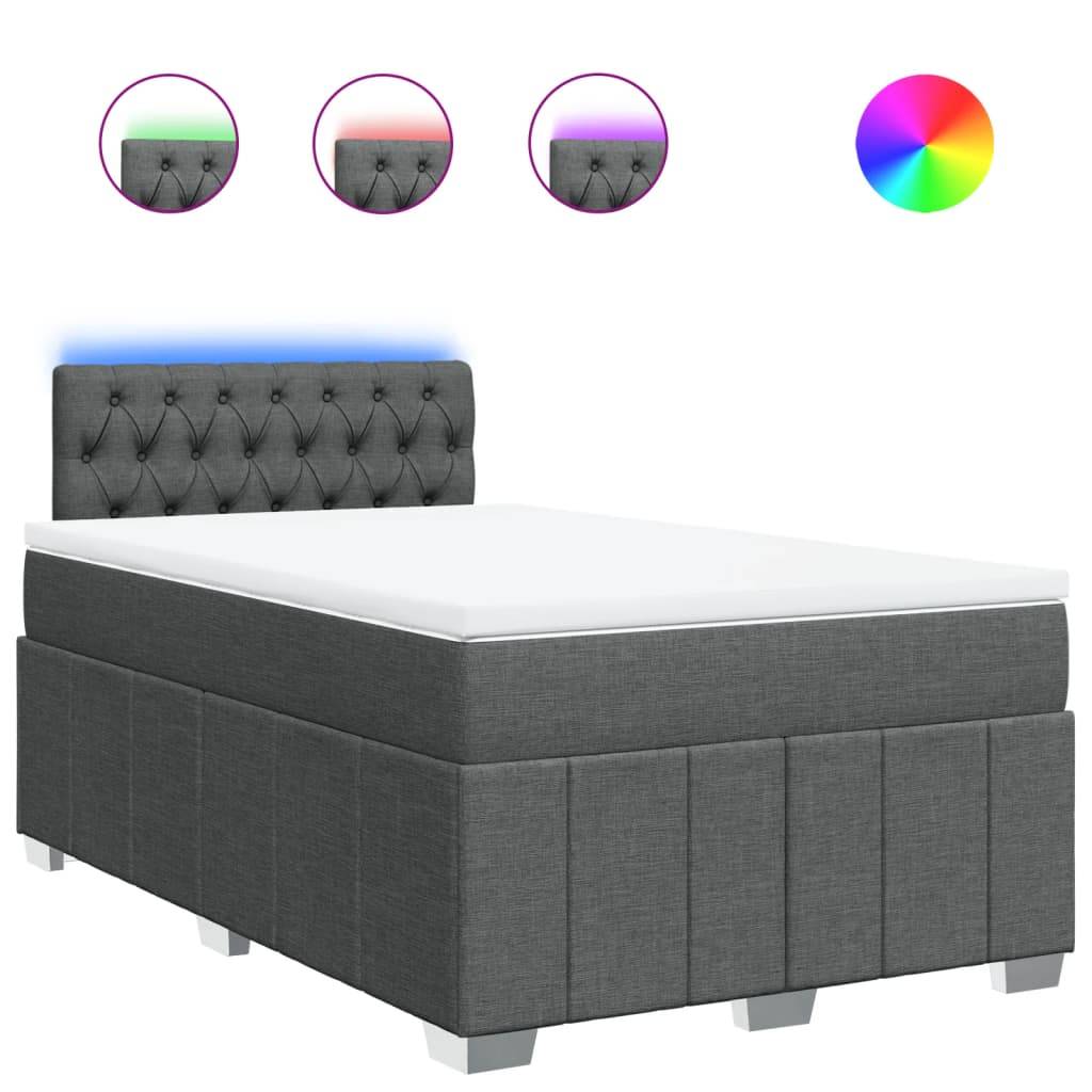 vidaXL Boxspringbett mit Matratze Dunkelgrau 120x200 cm Stoff