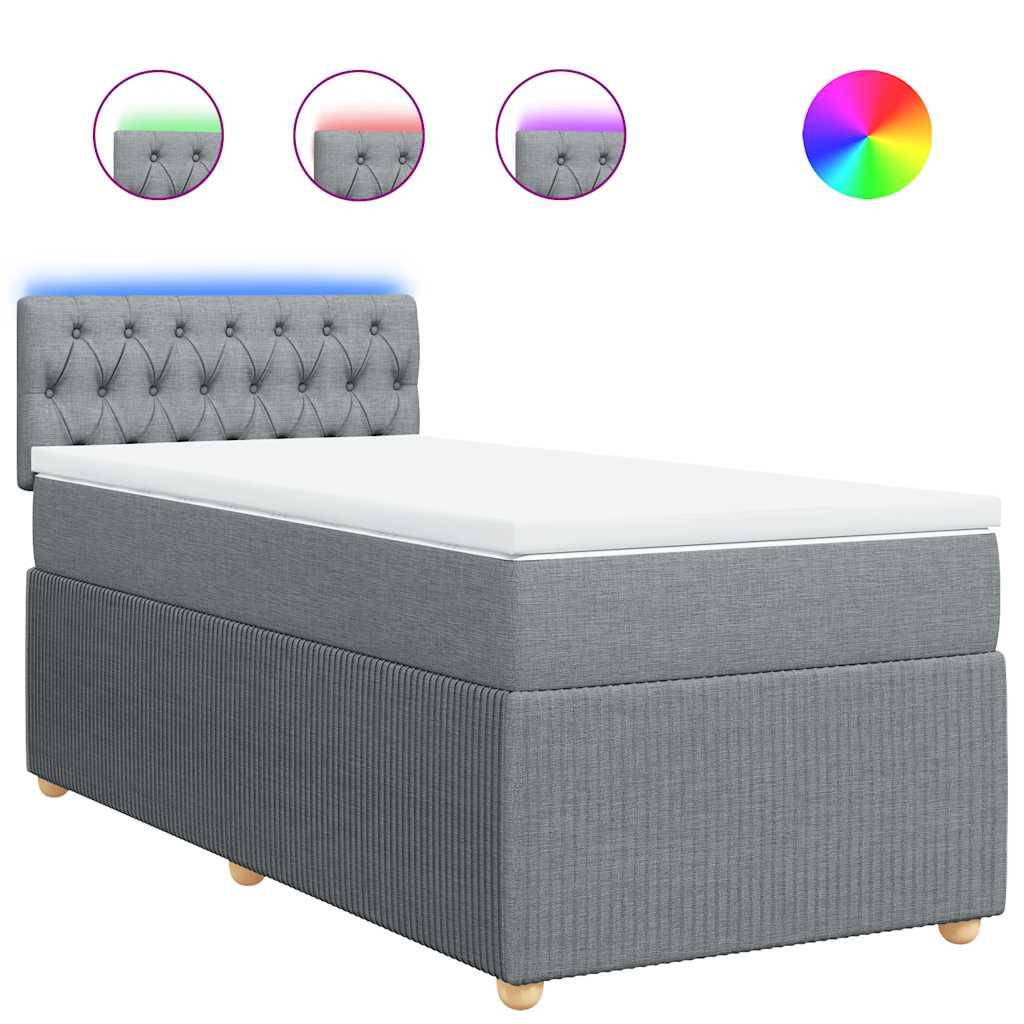 vidaXL Boxspringbett mit Matratze Hellgrau 80x200 cm Stoff