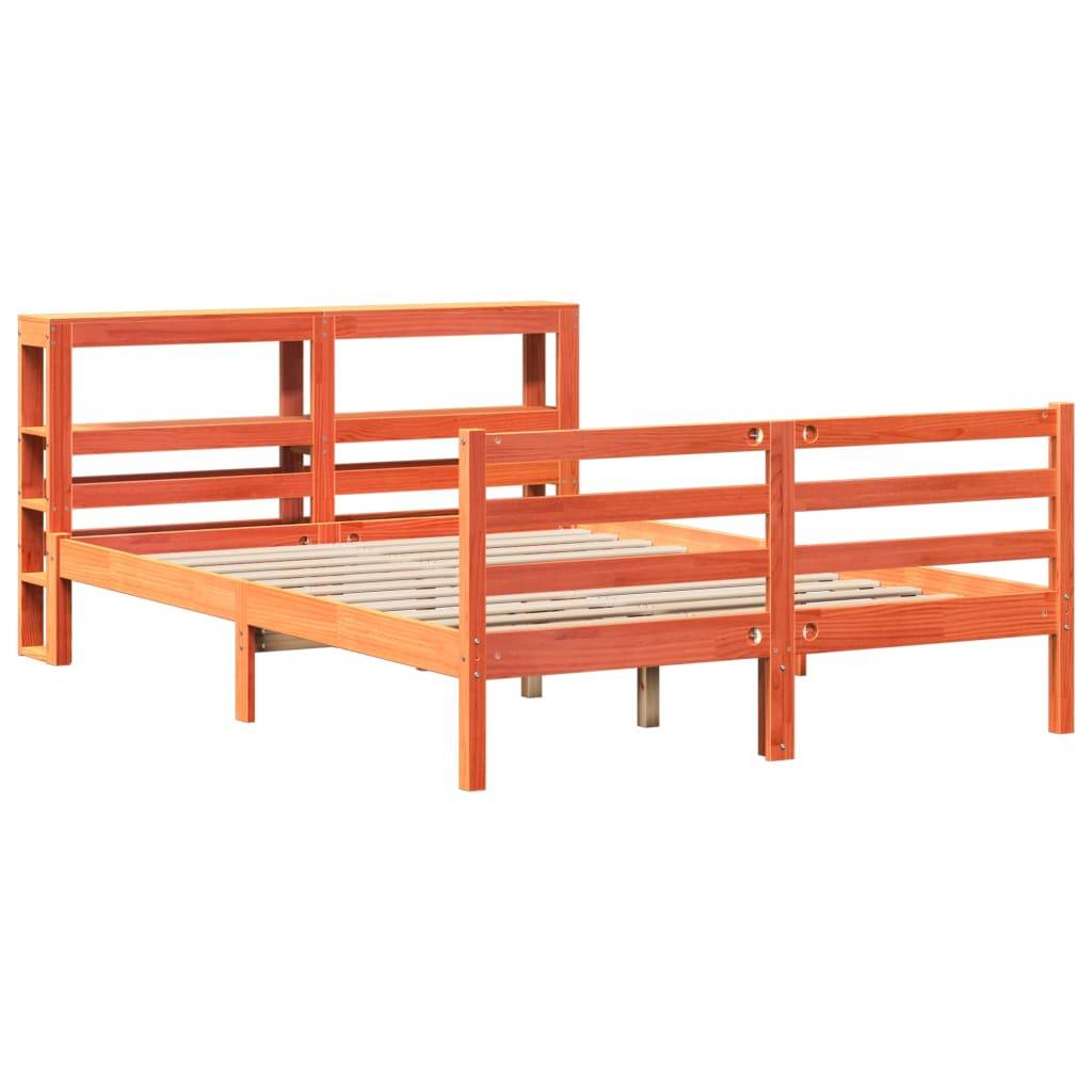 vidaXL Massivholzbett ohne Matratze Wachsbraun 150x200 cm Kiefernholz