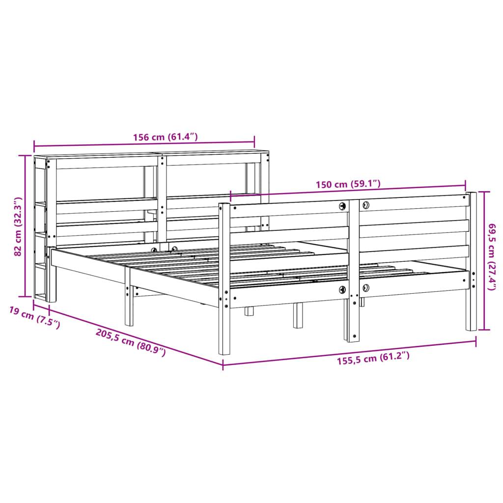 vidaXL Massivholzbett ohne Matratze Wachsbraun 150x200 cm Kiefernholz