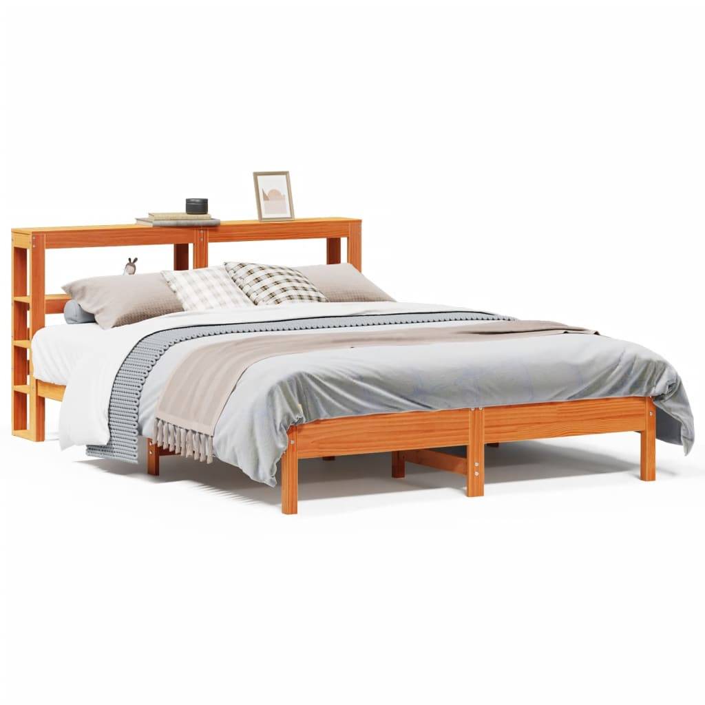 vidaXL Massivholzbett ohne Matratze Wachsbraun 140x190 cm Kiefernholz