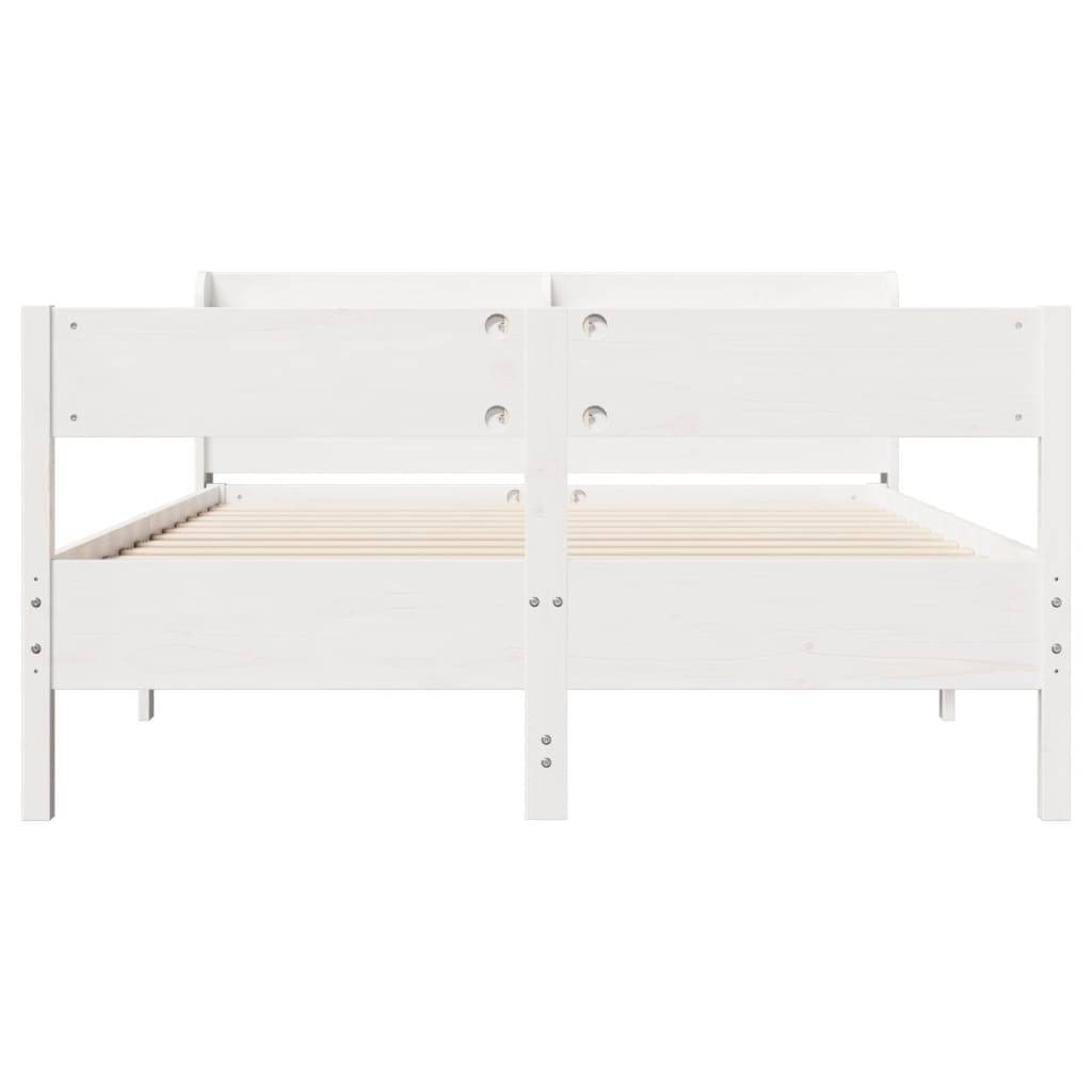 vidaXL Massivholzbett ohne Matratze Weiß 160x200 Kiefernholz