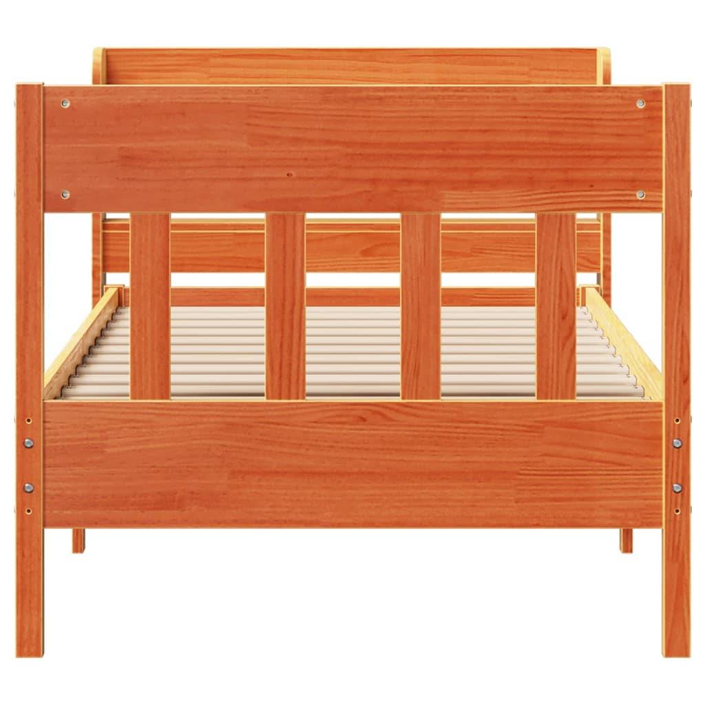 vidaXL Massivholzbett ohne Matratze Wachsbraun 75x190 cm Kiefernholz