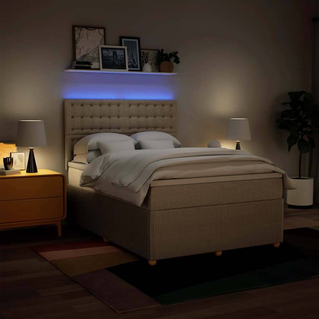 vidaXL Boxspringbett mit Matratze Creme 140x200 cm Stoff