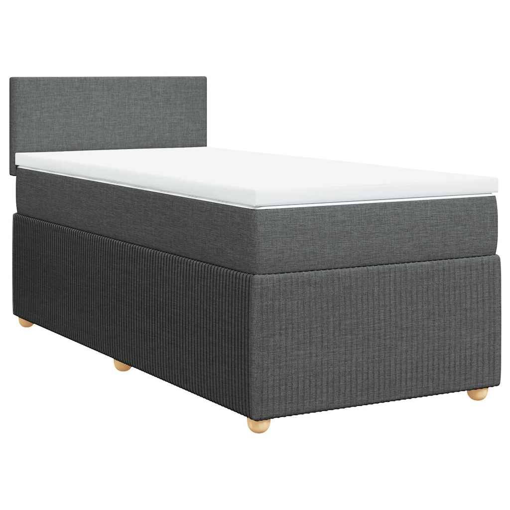 vidaXL Boxspringbett mit Matratze Dunkelgrau 80x200 cm Stoff
