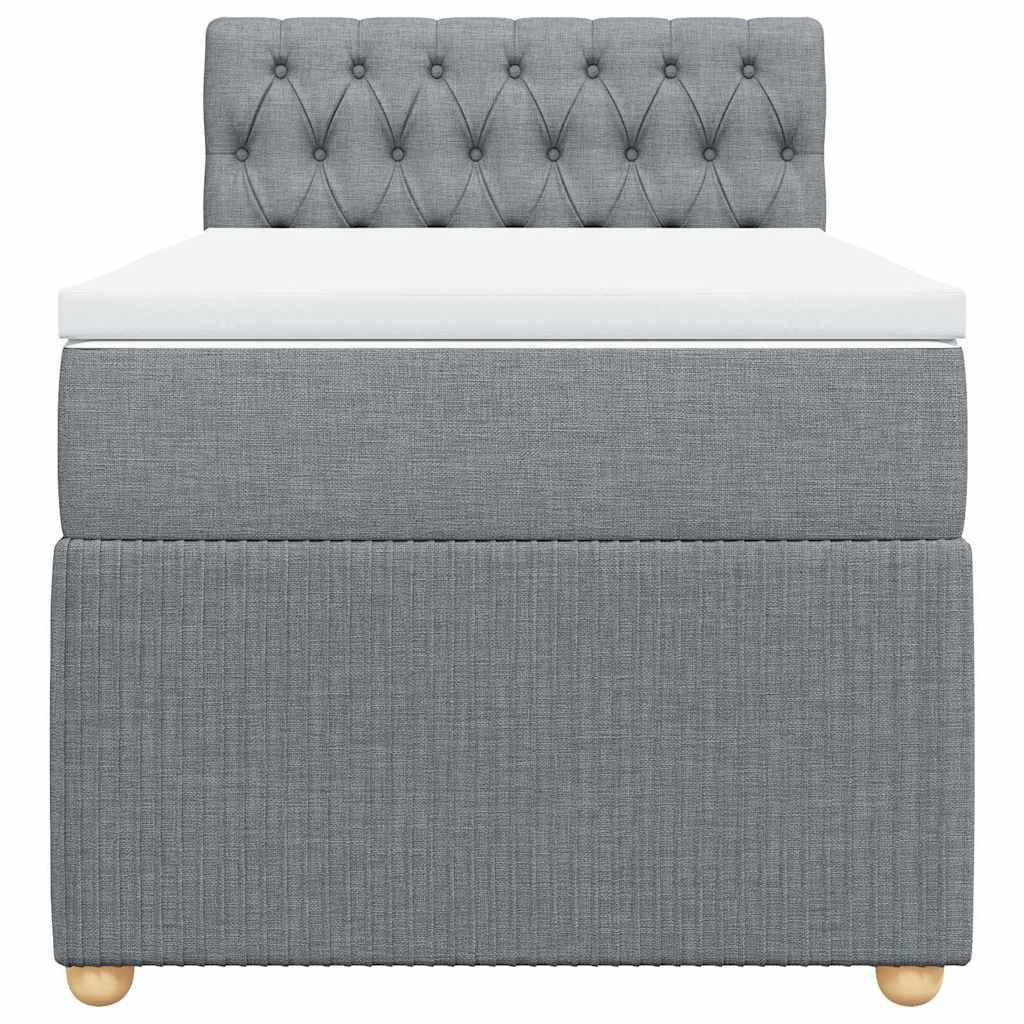 vidaXL Boxspringbett mit Matratze Hellgrau 90x200 cm Stoff