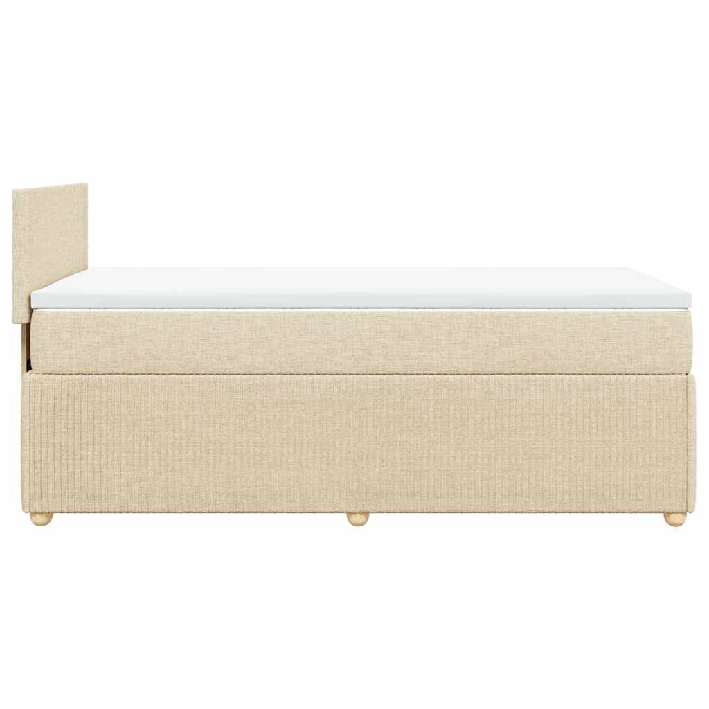 vidaXL Boxspringbett mit Matratze Creme 100x200 cm Stoff