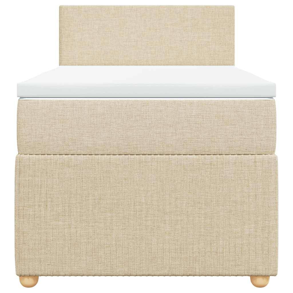 vidaXL Boxspringbett mit Matratze Creme 100x200 cm Stoff