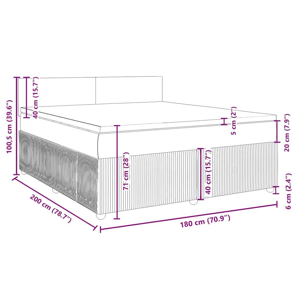 vidaXL Boxspringbett mit Matratze Schwarz 180x200 cm Stoff