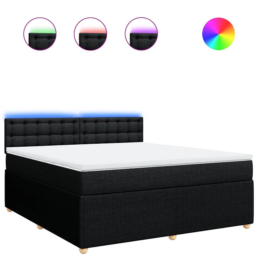 vidaXL Boxspringbett mit Matratze Schwarz 180x200 cm Stoff