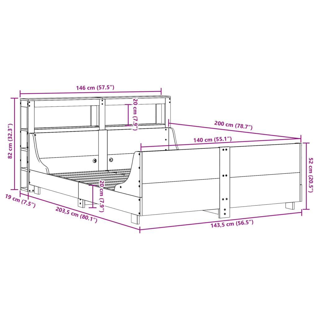 vidaXL Massivholzbett ohne Matratze 140x200 cm Kiefernholz