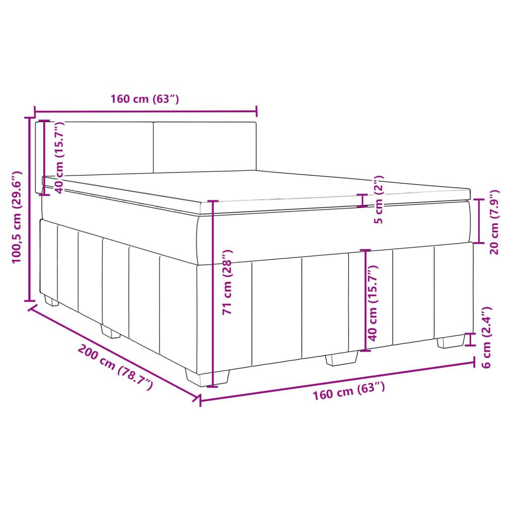 vidaXL Boxspringbett mit Matratze Dunkelgrau 160x200 cm Stoff
