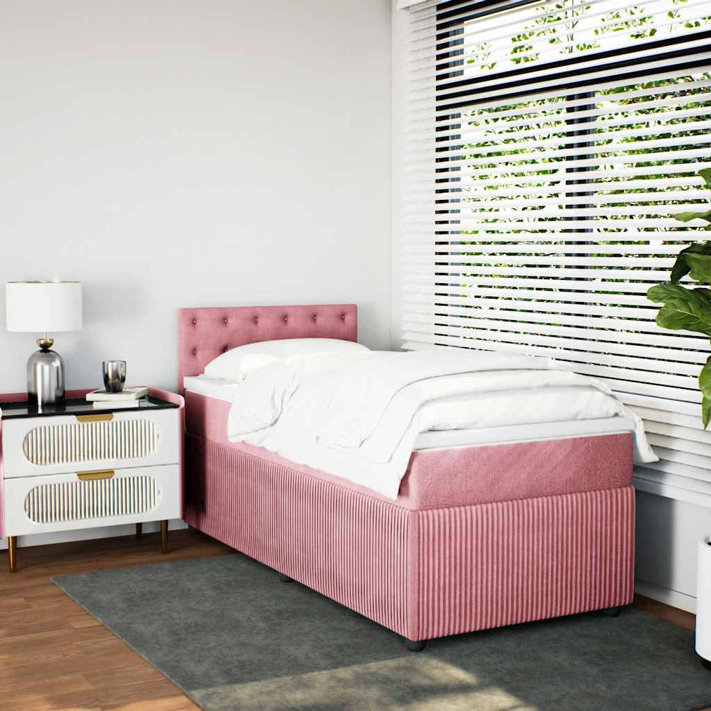 vidaXL Boxspringbett mit Matratze Rosa 80x200 cm Samt