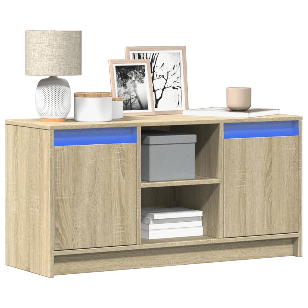 vidaXL TV-Schrank mit LED-Beleuchtung Sonoma-Eiche 100x34x50 cm