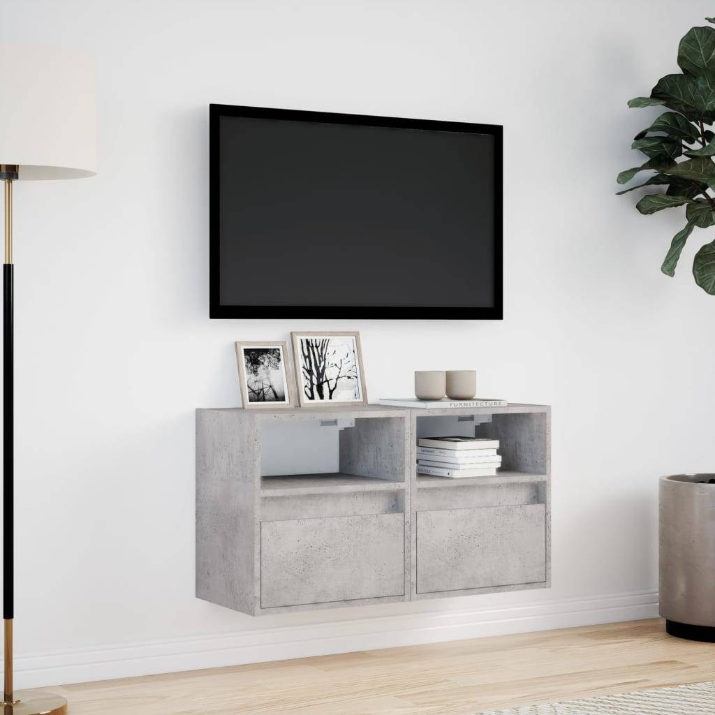 vidaXL TV-Wandschränke LED-Beleuchtung 2 Stk. Betongrau 41x31x45 cm