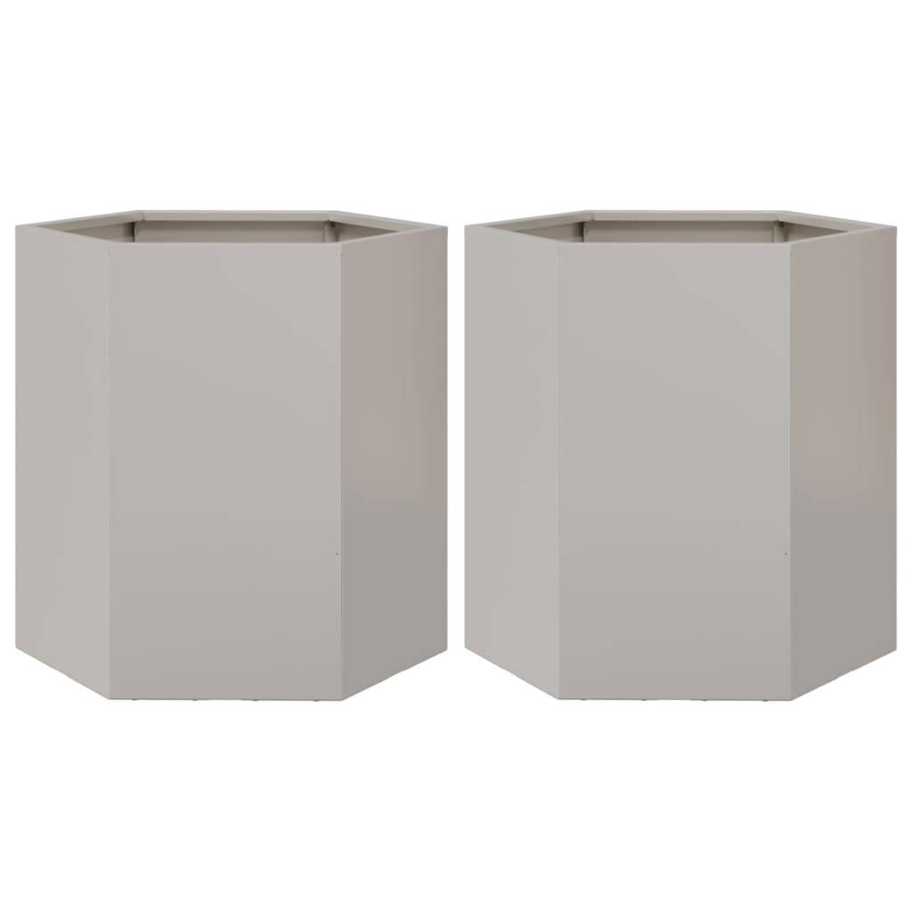 vidaXL Garten-Pflanzgefäße 2 Stk.Sechseckig 46x40x45 cm Edelstahl