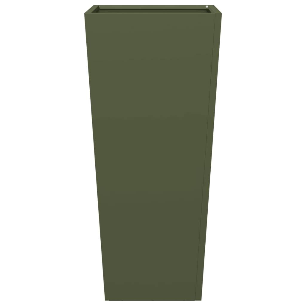 vidaXL Pflanzkübel Olivgrün 35x35x75 cm Stahl