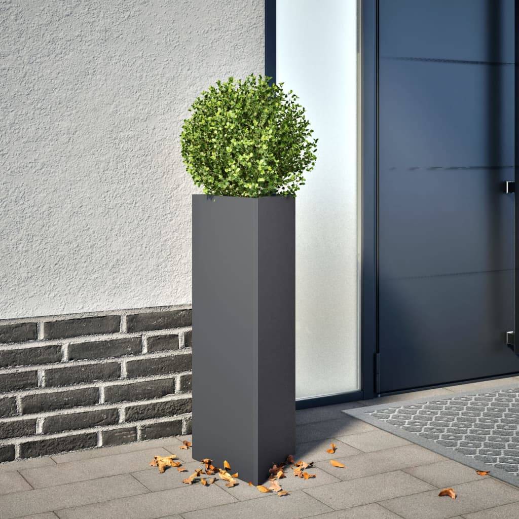 vidaXL Pflanzkübel 2 Stk. Anthrazit Dreieckig 30x26x75 cm Stahl