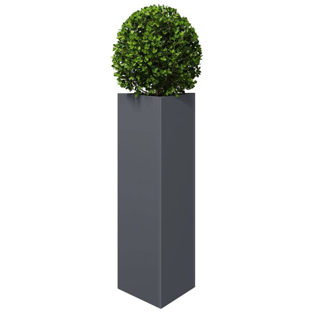 vidaXL Pflanzkübel 2 Stk. Anthrazit Dreieckig 30x26x75 cm Stahl
