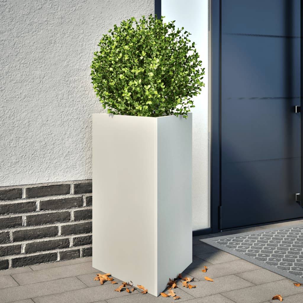 vidaXL Pflanzkübel 2 Stk. Weiß Dreieckig 50x43x75 cm Stahl