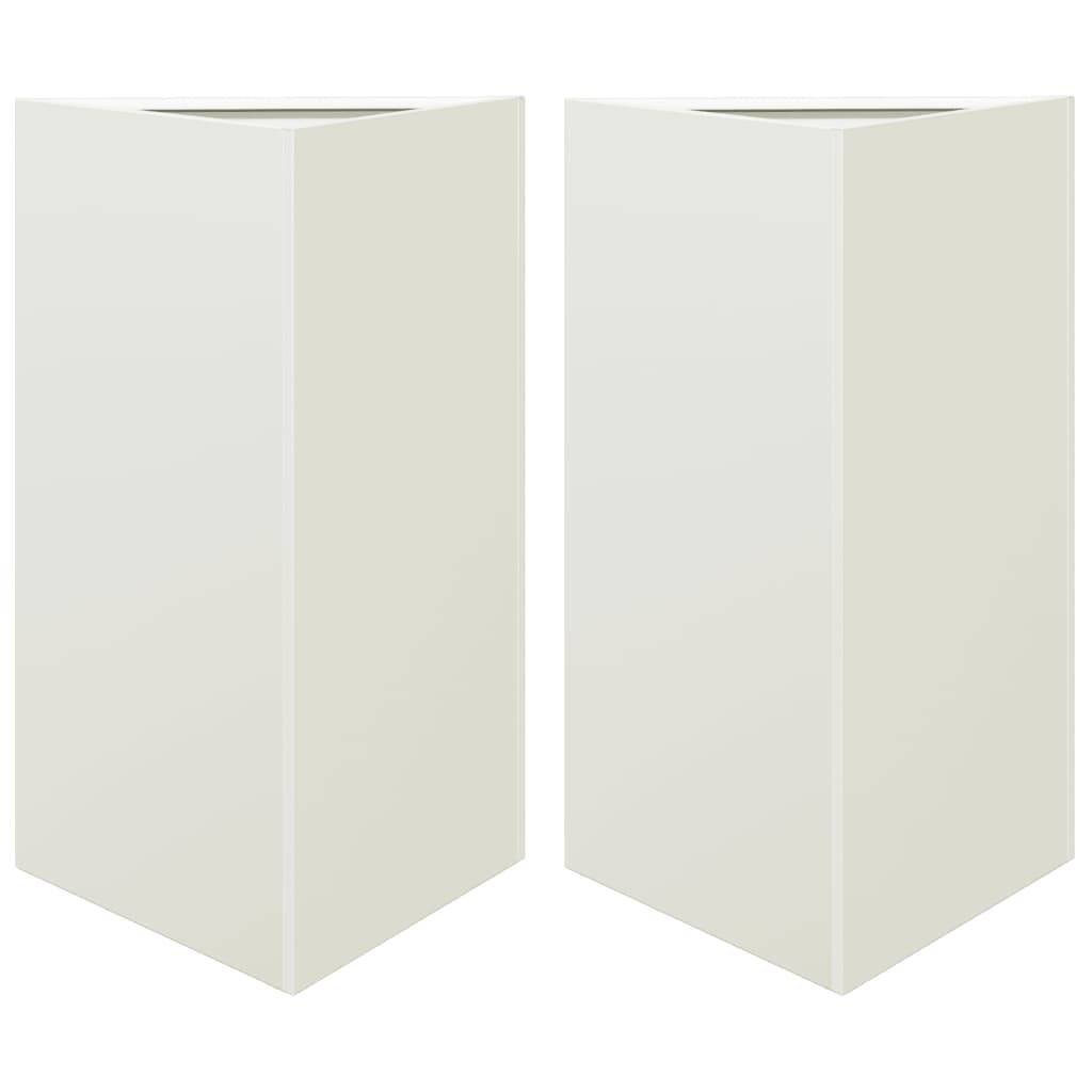 vidaXL Pflanzkübel 2 Stk. Weiß Dreieckig 50x43x75 cm Stahl