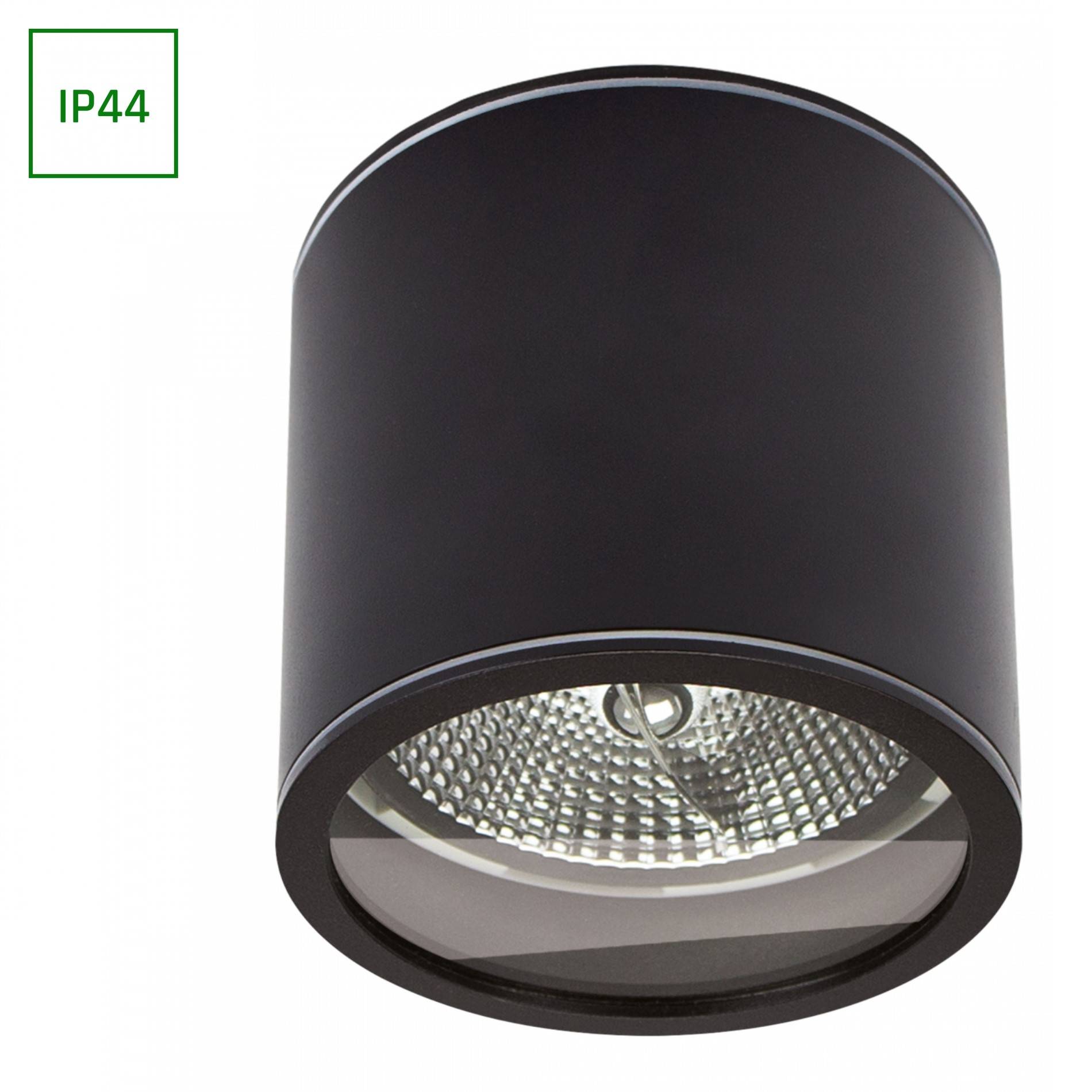 Spectrum LED Aufbauleuchte Chloe AR111 schwarz Badezimmerleuchte IP44 max.35W GU10 rund