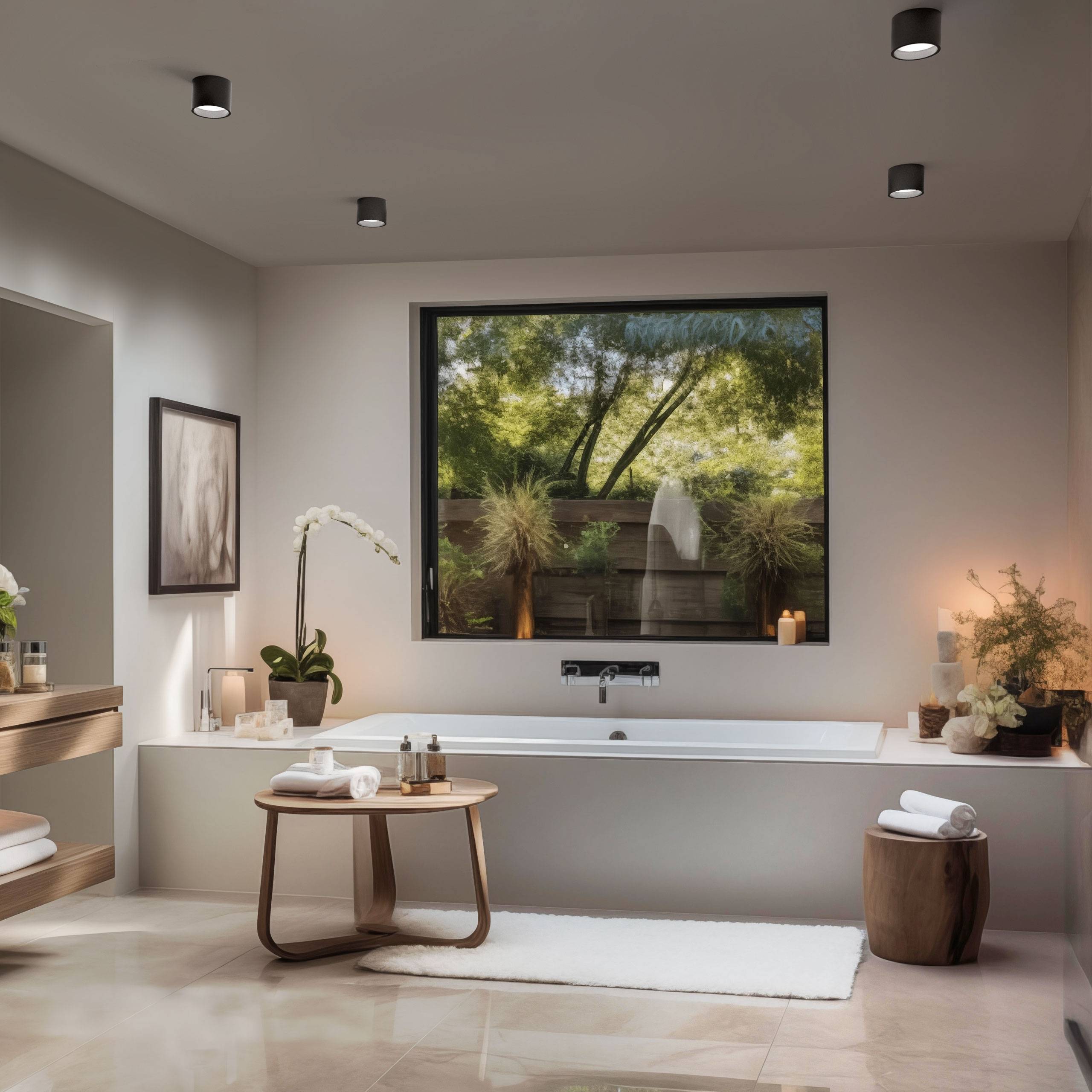 Spectrum LED Aufbauleuchte Chloe AR111 schwarz Badezimmerleuchte IP44 max.35W GU10 rund