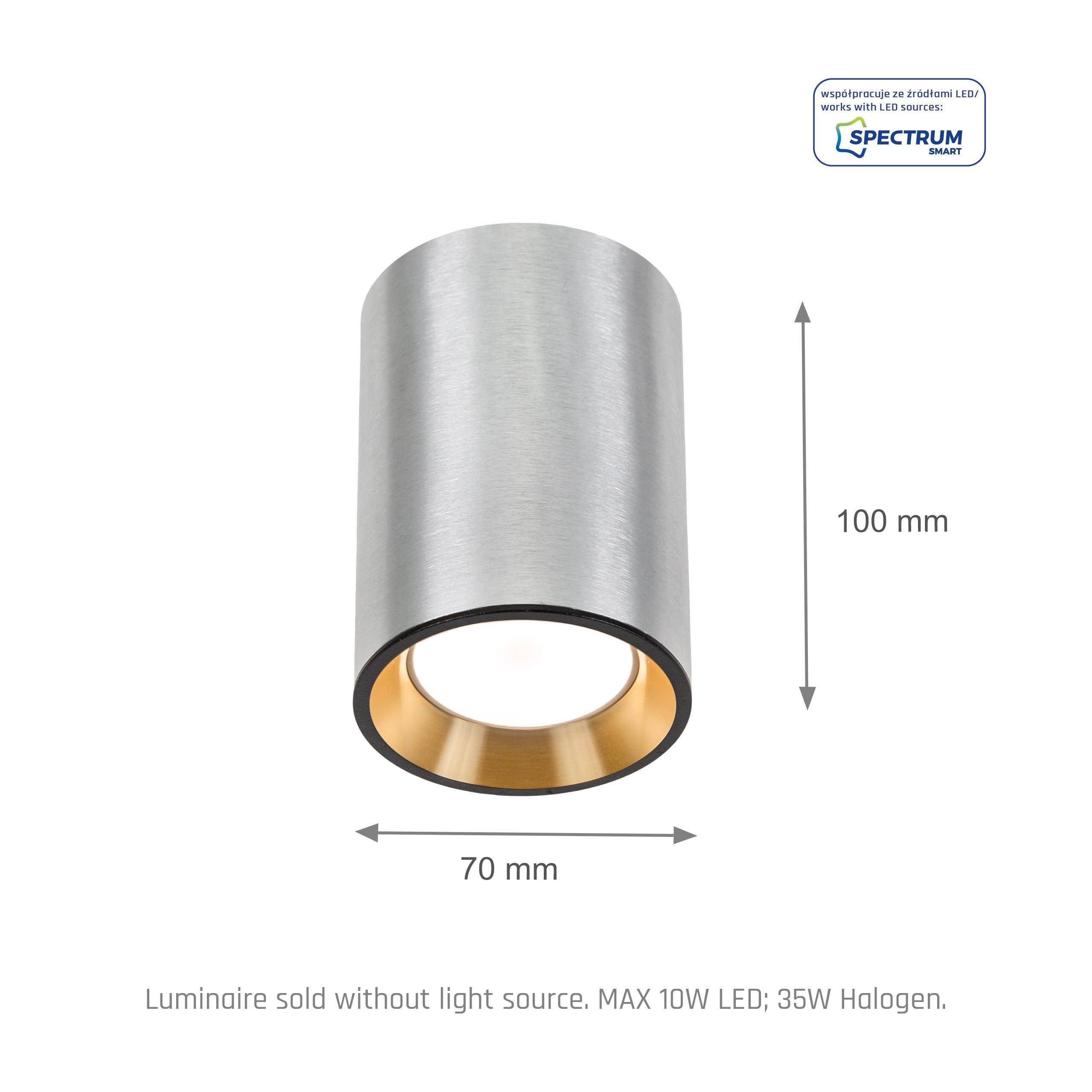 Spectrum LED Aufbauleuchte Chloe Mini GU10 silber IP20 max.50W Deckenleuchte rund