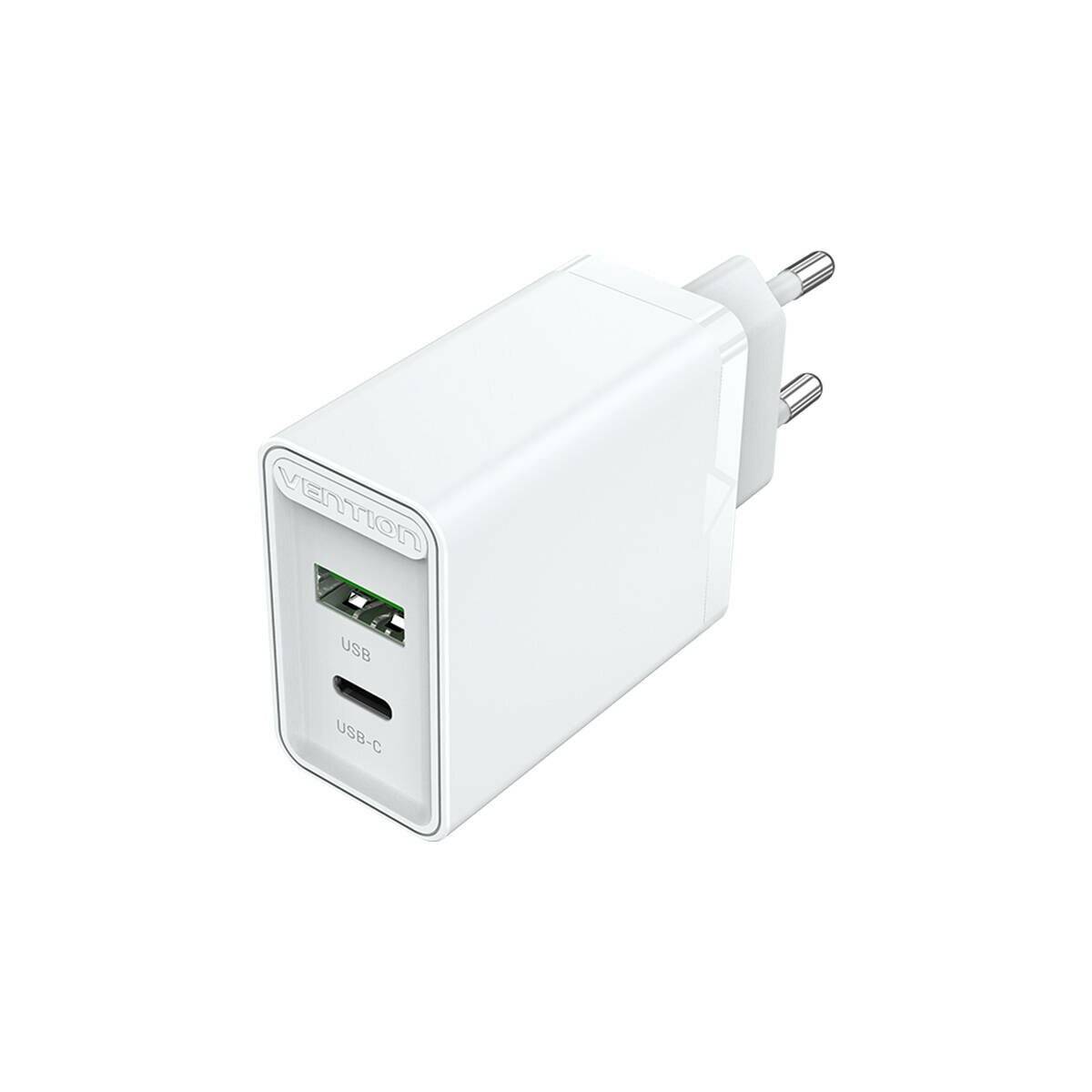 USB-A, USB-C PD3.0 Wandladegerät 18W / 20W Schnell-Ladegerät Weiß