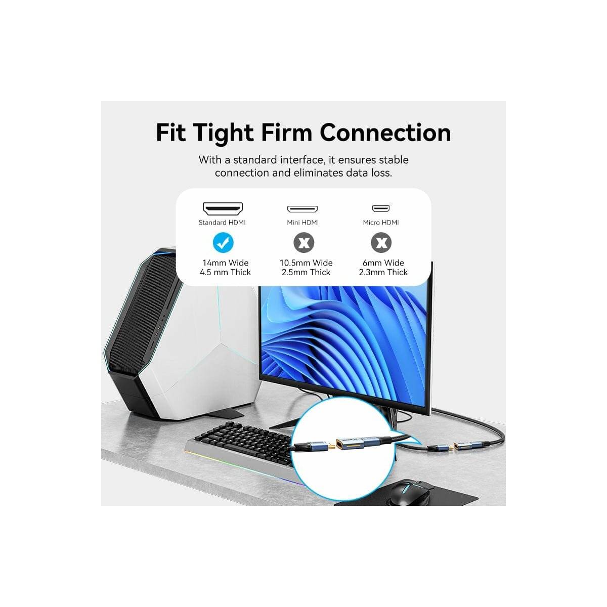 HDMI-Adapter 8K Adapter Grau Aluminium Legierung Typ